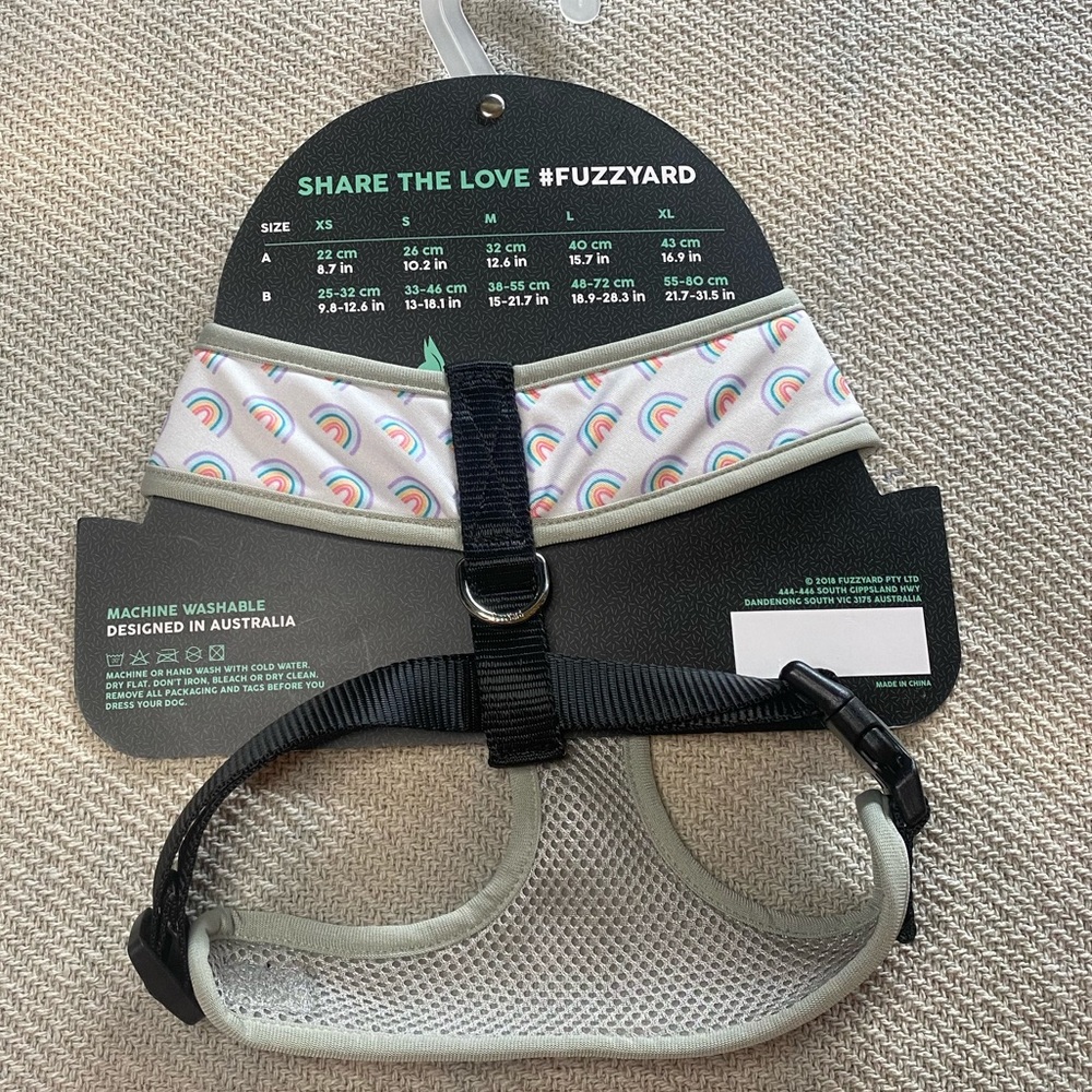 Fuzzyard Rainbow Dog Pet Harness Size Large NWT Gift Gray Pride - Picture 6 of 9